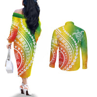 polynesian-pride-couples-matching-off-the-shoulder-long-sleeve-dress-and-long-sleeve-button-shirts-turtle-hibiscus-luxury-style-reggae