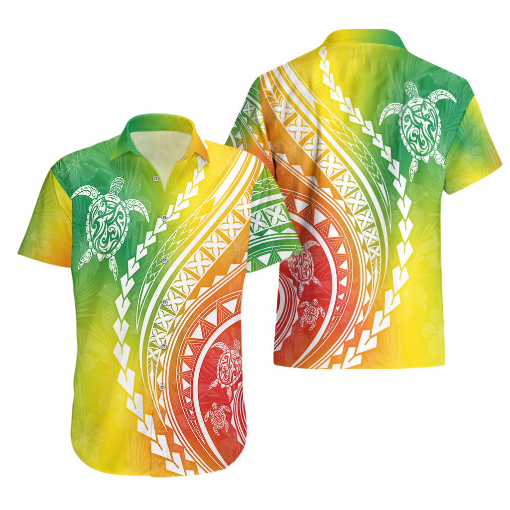Polynesian Pride Hawaiian Shirt Turtle Hibiscus Luxury Style - Reggae - Wonder Print Shop