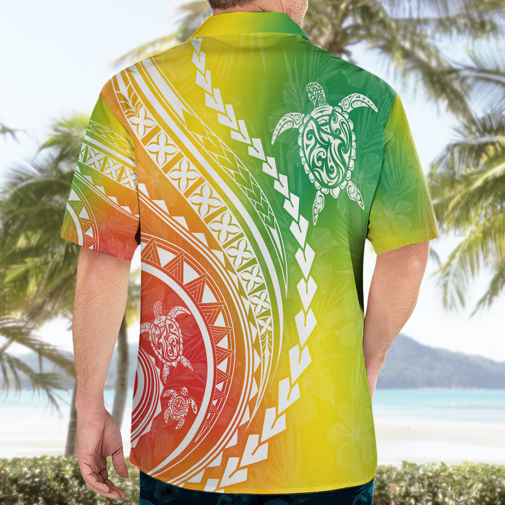 Polynesian Pride Hawaiian Shirt Turtle Hibiscus Luxury Style - Reggae - Wonder Print Shop
