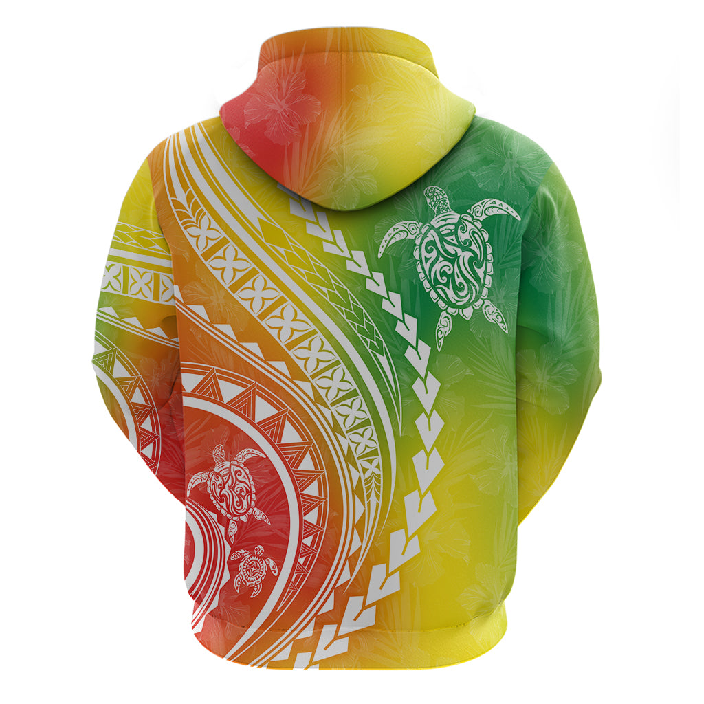 Polynesian Pride Hoodie Turtle Hibiscus Luxury Style - Reggae - Wonder Print Shop
