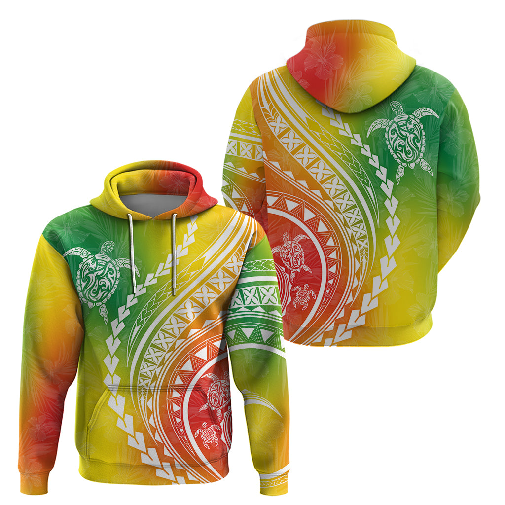 Polynesian Pride Hoodie Turtle Hibiscus Luxury Style - Reggae - Wonder Print Shop