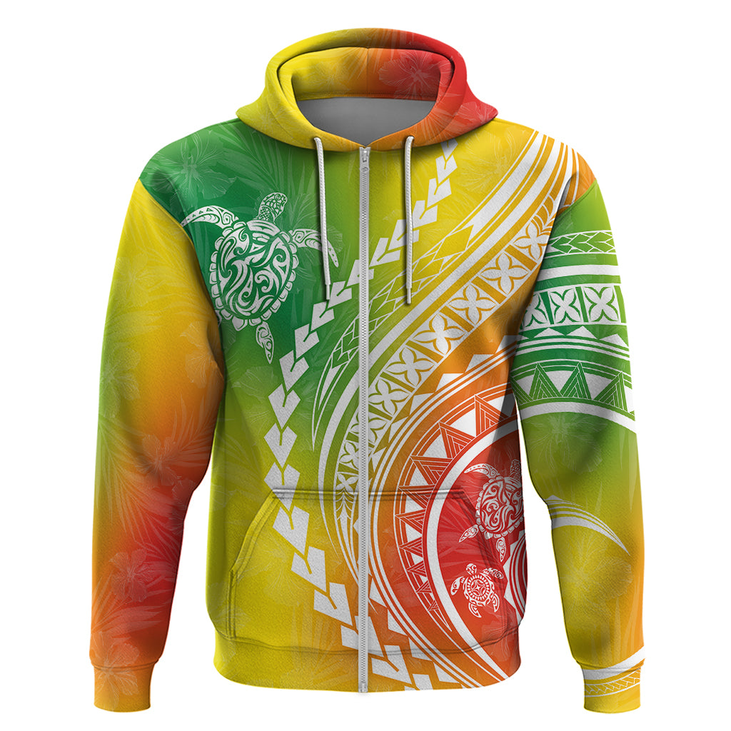 Polynesian Pride Hoodie Turtle Hibiscus Luxury Style - Reggae - Wonder Print Shop
