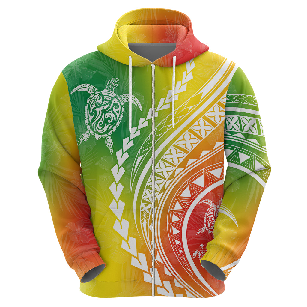 Polynesian Pride Hoodie Turtle Hibiscus Luxury Style - Reggae - Wonder Print Shop