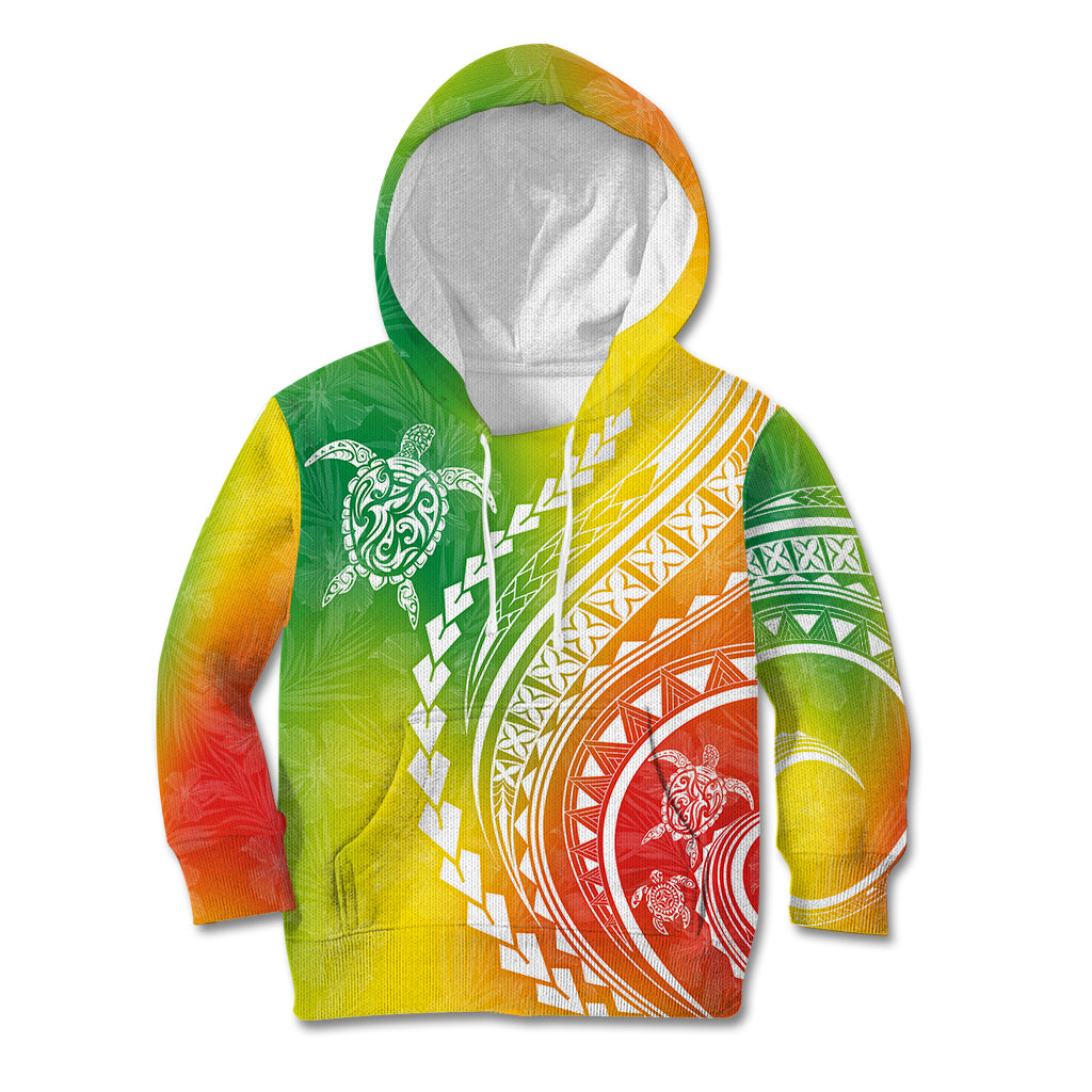 Polynesian Pride Kid Hoodie Turtle Hibiscus Luxury Style - Reggae - Wonder Print Shop