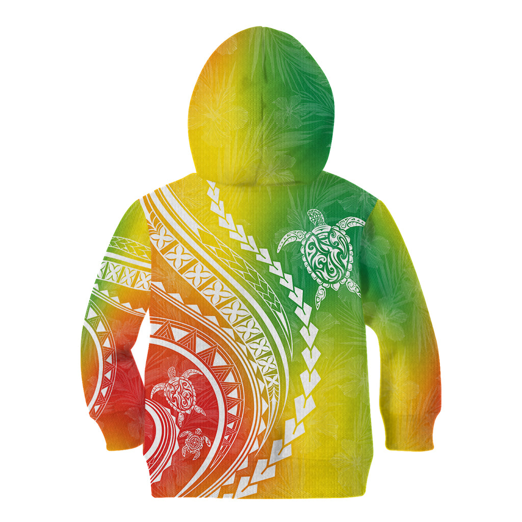 Polynesian Pride Kid Hoodie Turtle Hibiscus Luxury Style - Reggae - Wonder Print Shop