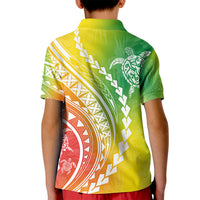 Polynesian Pride Kid Polo Shirt Turtle Hibiscus Luxury Style - Reggae - Wonder Print Shop