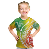 Polynesian Pride Kid T Shirt Turtle Hibiscus Luxury Style - Reggae - Wonder Print Shop