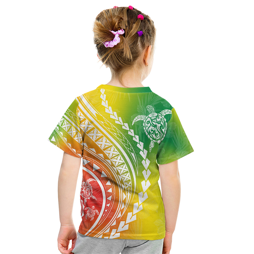 Polynesian Pride Kid T Shirt Turtle Hibiscus Luxury Style - Reggae - Wonder Print Shop