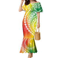 Polynesian Pride Mermaid Dress Turtle Hibiscus Luxury Style - Reggae - Wonder Print Shop