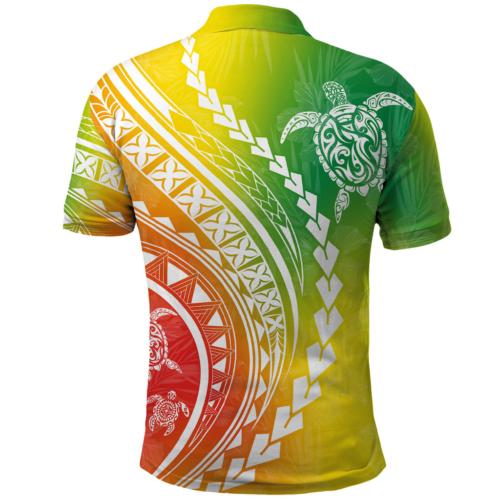 Polynesian Pride Polo Shirt Turtle Hibiscus Luxury Style - Reggae - Wonder Print Shop