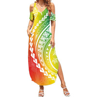 Polynesian Pride Summer Maxi Dress Turtle Hibiscus Luxury Style - Reggae - Wonder Print Shop