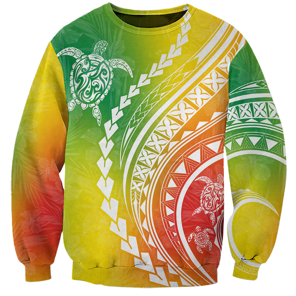 Polynesian Pride Sweatshirt Turtle Hibiscus Luxury Style - Reggae - Wonder Print Shop