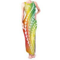 Polynesian Pride Tank Maxi Dress Turtle Hibiscus Luxury Style - Reggae - Wonder Print Shop