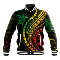 Polynesian Pride Baseball Jacket Turtle Hibiscus Luxury Style - Reggae Ver2 LT7 - Wonder Print Shop