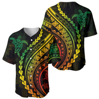 Polynesian Pride Baseball Jersey Turtle Hibiscus Luxury Style - Reggae Ver2 LT7 - Wonder Print Shop