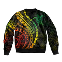 Polynesian Pride Bomber Jacket Turtle Hibiscus Luxury Style - Reggae Ver2 LT7 - Wonder Print Shop