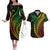 Polynesian Pride Couples Matching Off The Shoulder Long Sleeve Dress and Hawaiian Shirt Turtle Hibiscus Luxury Style - Reggae Ver2 LT7 - Wonder Print Shop