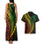 Polynesian Pride Couples Matching Tank Maxi Dress and Hawaiian Shirt Turtle Hibiscus Luxury Style - Reggae Ver2 LT7 - Wonder Print Shop