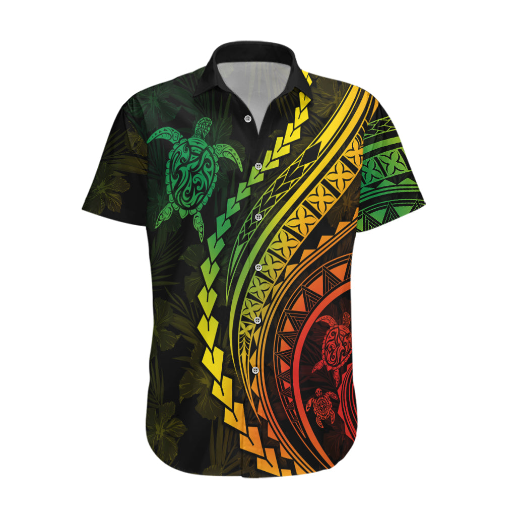 Polynesian Pride Hawaiian Shirt Turtle Hibiscus Luxury Style - Reggae Ver2 - Wonder Print Shop