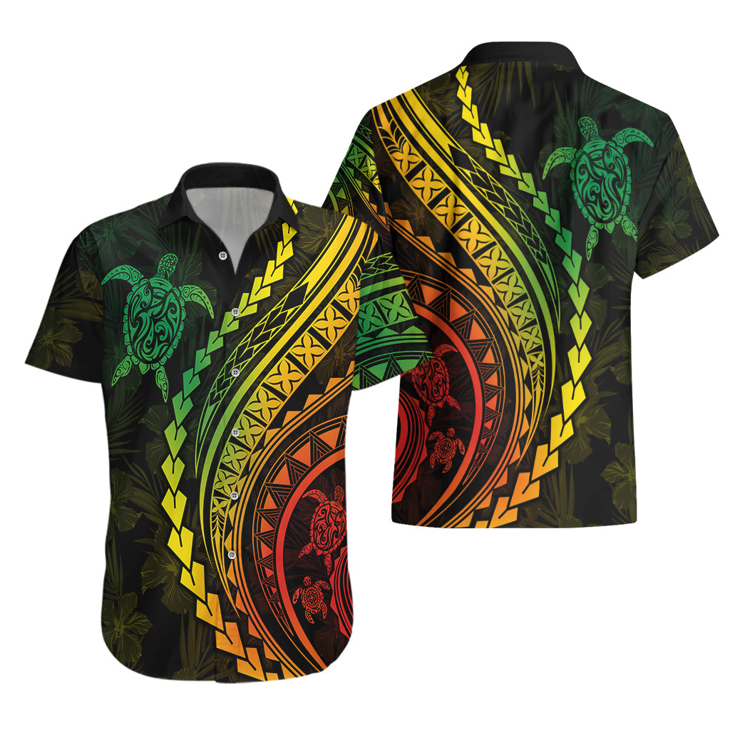 Polynesian Pride Hawaiian Shirt Turtle Hibiscus Luxury Style - Reggae Ver2 - Wonder Print Shop