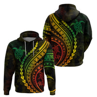 Polynesian Pride Hoodie Turtle Hibiscus Luxury Style - Reggae Ver2 - Wonder Print Shop