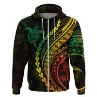 Polynesian Pride Hoodie Turtle Hibiscus Luxury Style - Reggae Ver2 - Wonder Print Shop
