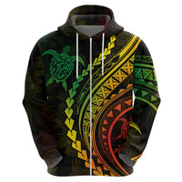 Polynesian Pride Hoodie Turtle Hibiscus Luxury Style - Reggae Ver2 - Wonder Print Shop