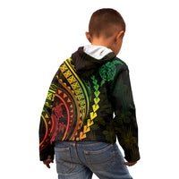 Polynesian Pride Kid Hoodie Turtle Hibiscus Luxury Style - Reggae Ver2 - Wonder Print Shop