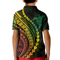 Polynesian Pride Kid Polo Shirt Turtle Hibiscus Luxury Style - Reggae Ver2 - Wonder Print Shop