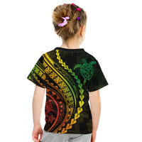 Polynesian Pride Kid T Shirt Turtle Hibiscus Luxury Style - Reggae Ver2 - Wonder Print Shop