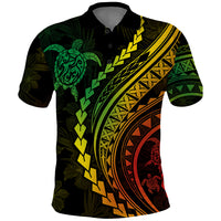 Polynesian Pride Polo Shirt Turtle Hibiscus Luxury Style - Reggae Ver2 - Wonder Print Shop