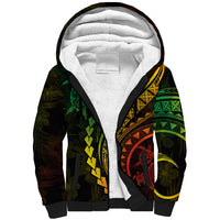 Polynesian Pride Sherpa Hoodie Turtle Hibiscus Luxury Style - Reggae Ver2 - Wonder Print Shop