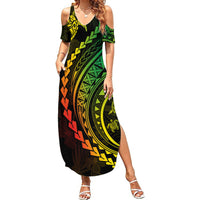Polynesian Pride Summer Maxi Dress Turtle Hibiscus Luxury Style - Reggae Ver2 - Wonder Print Shop