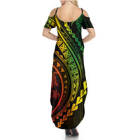 Polynesian Pride Summer Maxi Dress Turtle Hibiscus Luxury Style - Reggae Ver2 - Wonder Print Shop
