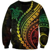 Polynesian Pride Sweatshirt Turtle Hibiscus Luxury Style - Reggae Ver2 - Wonder Print Shop