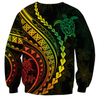 Polynesian Pride Sweatshirt Turtle Hibiscus Luxury Style - Reggae Ver2 - Wonder Print Shop