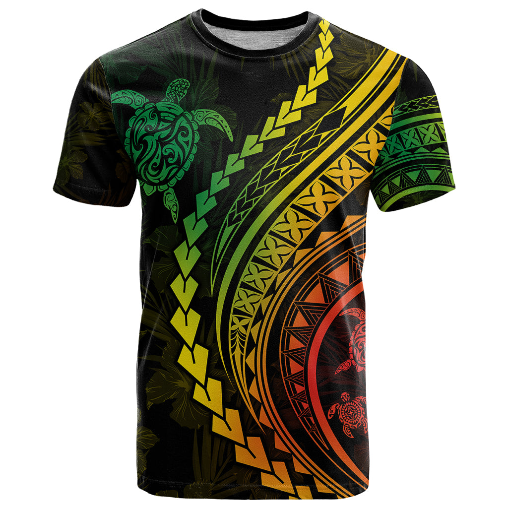 Polynesian Pride T Shirt Turtle Hibiscus Luxury Style - Reggae Ver2 - Wonder Print Shop
