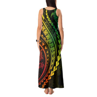 Polynesian Pride Tank Maxi Dress Turtle Hibiscus Luxury Style - Reggae Ver2 - Wonder Print Shop