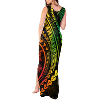 Polynesian Pride Tank Maxi Dress Turtle Hibiscus Luxury Style - Reggae Ver2 - Wonder Print Shop