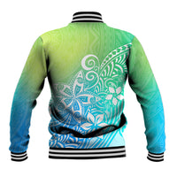 Polynesia Baseball Jacket Plumeria Blue Gradient Curves LT7 - Wonder Print Shop
