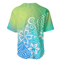 Polynesia Baseball Jersey Plumeria Blue Gradient Curves LT7 - Wonder Print Shop