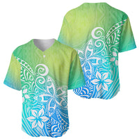Polynesia Baseball Jersey Plumeria Blue Gradient Curves LT7 - Wonder Print Shop
