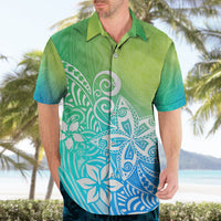 Polynesia Hawaiian Shirt Plumeria Blue Gradient Curves - Wonder Print Shop