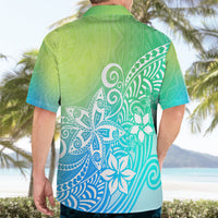 Polynesia Hawaiian Shirt Plumeria Blue Gradient Curves - Wonder Print Shop