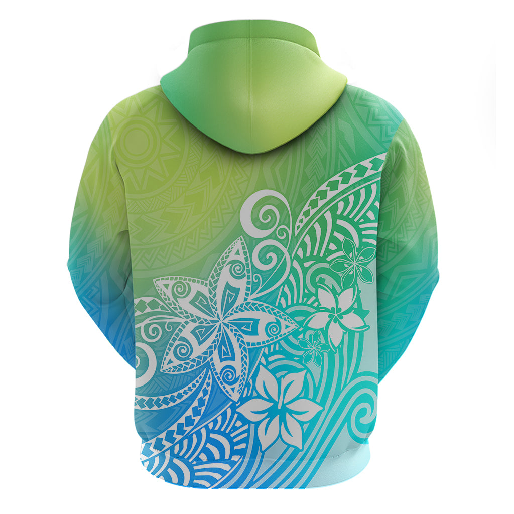 Polynesia Hoodie Plumeria Blue Gradient Curves - Wonder Print Shop