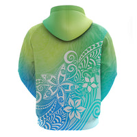 Polynesia Hoodie Plumeria Blue Gradient Curves - Wonder Print Shop