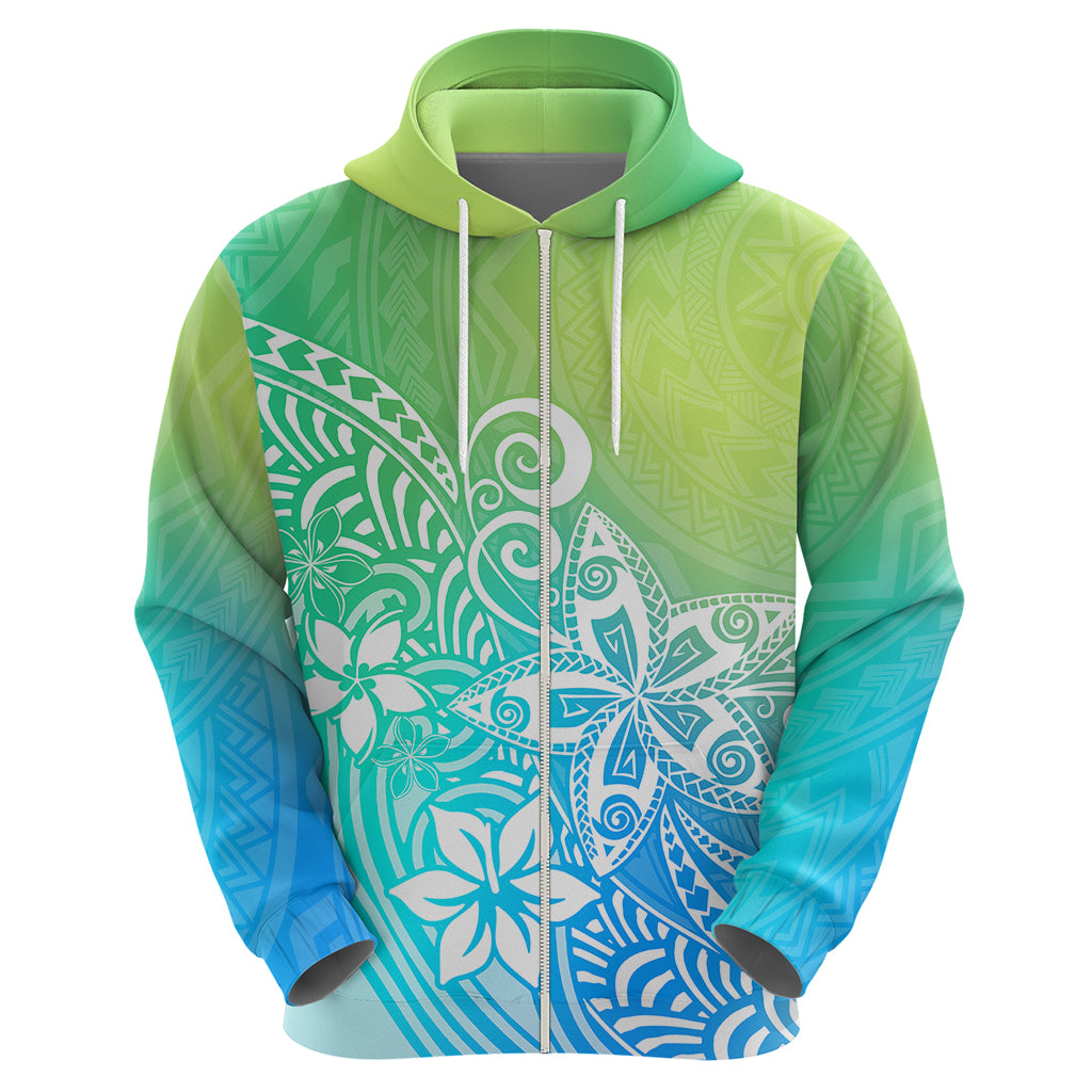 Polynesia Hoodie Plumeria Blue Gradient Curves - Wonder Print Shop