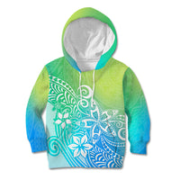 Polynesia Kid Hoodie Plumeria Blue Gradient Curves - Wonder Print Shop