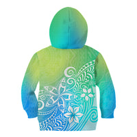 Polynesia Kid Hoodie Plumeria Blue Gradient Curves - Wonder Print Shop
