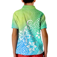 Polynesia Kid Polo Shirt Plumeria Blue Gradient Curves - Wonder Print Shop